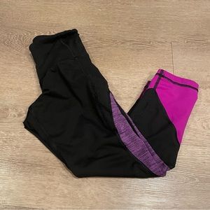Old navy active go dry leggings black purple xs inseam 19”